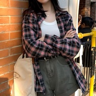 Korean Style Blouse Women Baju Kemeja Perempuan Long Sleves Oversize Baju Wanita Plaid Shirt Women 女