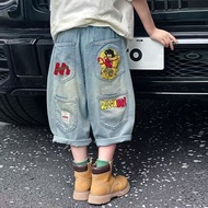 Boys Pants Thin Denim Cropped Pants 2025 Children Fashionable Fashionable Middle Pants Boy Shorts 11