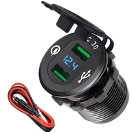 2in1 Car Fast Charger Socket Dual USB Port Volt Display 12-24V Phone charger