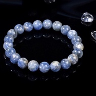 一圖一物│#488 9mm 油畫藍晶水晶手鍊 金祖母晶共生 過年招財