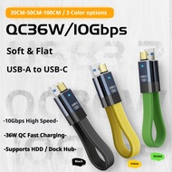 USB to Type C Cable, 0.2m/0.5m/0.8m Support OTG 10Gbps High Speed & 36W Fast Charging, Soft & Flat, 
