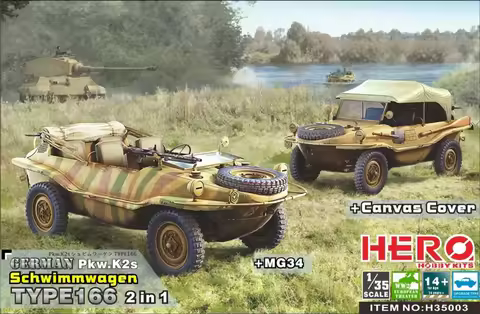 Hero F35003 German Pkw.k2s Schwimmwagen Model 166 Assembling Model Kit 1/35