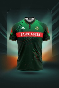 (Free Custom Name Number) T20 World Cup Short Sleeve Collar Polo For Men - Bangladesh Cricket Jersey