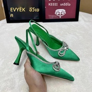 แฟชั่นเพชร Bow Fine Heel ผู้หญิง Baghead รองเท้าแตะอเนกประสงค์ไมโครไฟเบอร์นุ่มฟักทองสไตล์หวานรองเท้า