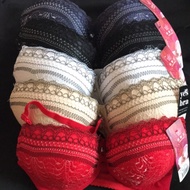 👙8616 Women Lace Design Cup A/B Push Up Wired Bra Sponge Extra Tebal 2 Hook Size 32-36/ 70-80