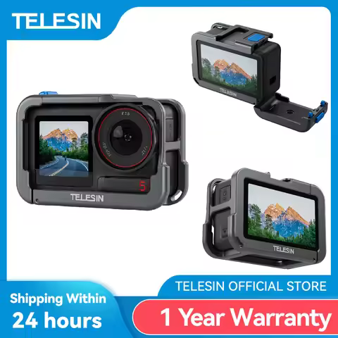 TELESIN Aluminium Alloy Frame Case For DJI OSMO Action 3 4 5Pro Double Clod Shoe Protective shell Fo