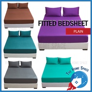 Premium Single / Queen / King Fitted 7 Colours Cotton Plain Bedsheet Cadar Warna Getah Keliling Saru