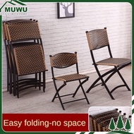 (MUWU) Woven Backrest Rattan Chair Foldable Living Room Small Rattan Chair Outdoor Chair