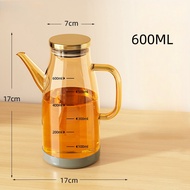 600/1000mL Glass+Stainless Steel Oil Bottle with Silicone Stopper and Pad Soy Sauce Vinegar Olive Oi