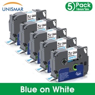 5PK Blue on White TZe 18mm Label Tape Compatible for Brother P-touch Label Printer TZe-243 TZ-243 for Brother P-touch PT-D600 PT-D400 PT-2700 PT-2300 PT-1890 Label Maker