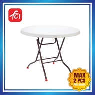 FC1 90CmX90Cm Hard Plastic Round Folding Table Meja Lipat Outdoor Table Study Table