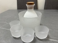 全套玻璃磨砂清酒壺+冰震+杯x4