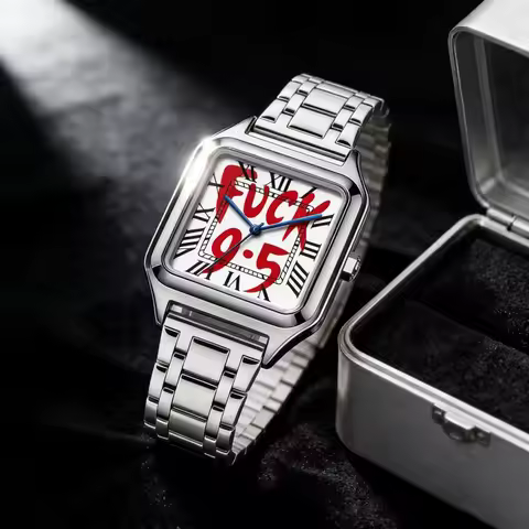 FUCK9.5 Stainless Steel Alloy Square Dial Simple Elegant Ins Style Light Luxury High-end Unisex Squa