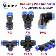 Pneumatic Fittings Pipe Connector Tube 4 5 14mm OD Hose Reducing 8 10 12mm PG PVG PEG PW PZAG  Plast