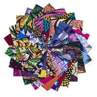 African Ankara Wax Print Cotton Fabric - 44 x 15cm Squares - Vibrant Colors for DIY Sewing Projects