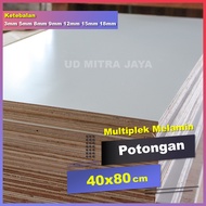 Triplek potongan melamin 40x80 tebal 3mm 4mm 5mm 8mm 9mm 12mm 15mm 18mm