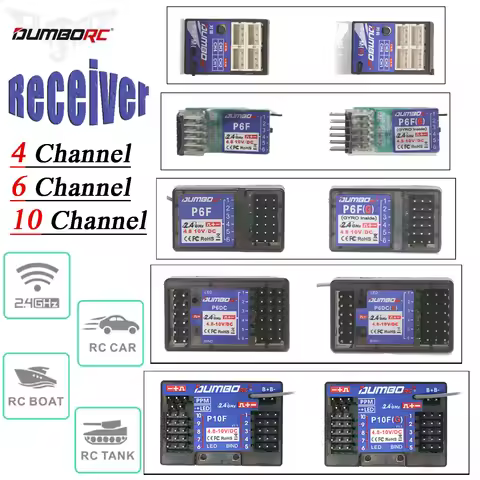 DUMBORC P4FMG P10FG P6DCG P6FG Mini P6FG Receiver 4CH 6CH 10CH With Gyro for DDF-350 Transmitter RC 