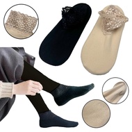 QSTAR Acrylic Fiber Lace Anti-Slip Footcover Socks for Women Perfect for Tawaf Umrah Stokin Umrah Au