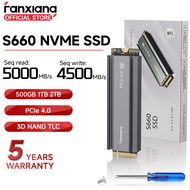 Fanxiang S660 SSD 2TB 1TB 500GB 5000MB/s M.2 NVMe PCIe 4.0x4  Internal Solid State Drive For PS5/Pla