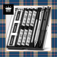 Four Candies Metal Mechanical Pencil 2-Piece Set 0.5 & 0.7 mm with 360 HB Refills, Erasers, and Case