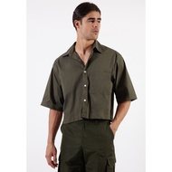 OCWA GUNNA OVERSIZED CROP COTTON SHIRT ARMY