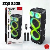 Ready Stock ZQS8238 Bluetooth Speaker Super Bass 40W Dual 8-inch RGB lights subwoofer wireless party