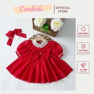Red Princess Dress For Girls From 5 To 18kg, Party Dress, Children'S Dress, Free With Bow, Premium Designer Goods