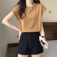 Loose Fit Short Sleeve T-Shirt with Flutter Sleeves Summer for Women