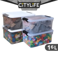 (Bundle of 2) Citylife 7L to 16L Multi-Purpose Stackable Storage Container Box Handheld Storage Box PP Plastic - Large Capacity - With Cover