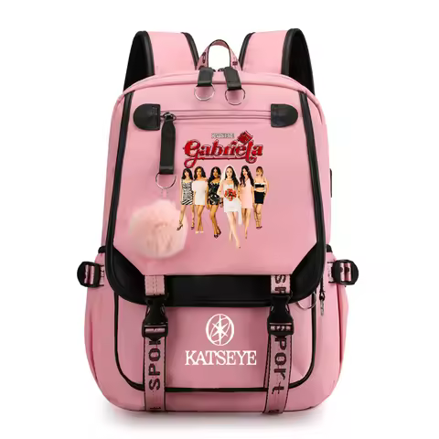 KATSEYE Gabriela Backpack Women Fashion Travel Bagpack USB College Laptop Bagpack Teenager Students 