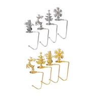 [lzdjlmy1zs] 4 Pieces Christmas Stocking Holders Stocking Hanger And Wreath Hook Metal Coat Rack Sui