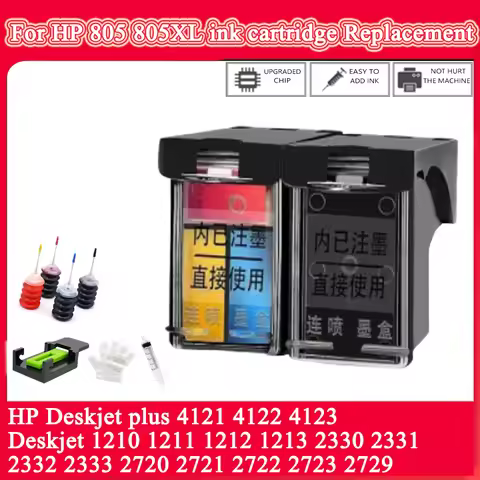 For HP805XL Ink Cartridge Replacement for HP805XL for HP Deskjet 1210 1211 1212 1213 2330 2331 Print