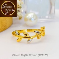 CINCIN FOGLIE CROMO (ITALY) Emas Tulen 916 💯