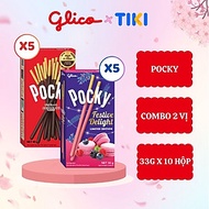 Combo 10 Hộp Bánh Que Glico Pocky 5 Chocolate &amp; 5 Festive Delight