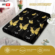 Sarung Kasur Busa Resleting Sprei Aesthetic Motif Golden Butterfly Bahan Polyester