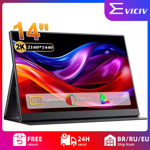 EVICIV 14" 2K 3:2 QHD IPS Portable Monitor Dual USB C HDMI Second Computer Gaming Display for Laptop