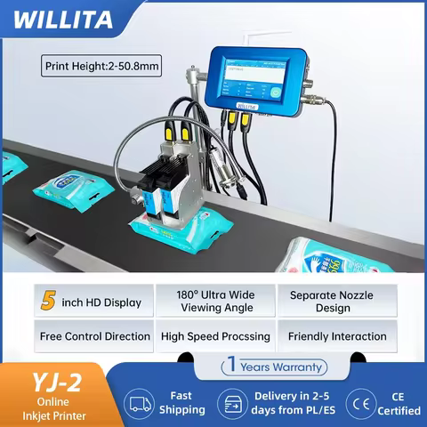 WILLITA YJ-2 Online Thermal Inkjet Printers 12.7/25.4mm Automatic Coding Machine TIJ Inkjet Printer 