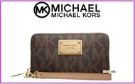 紐約站美國百貨全新真品MK  MICHAEL KORS 金色LOGO 拉鍊證件包/手拿包/零錢包/手機包/萬用包