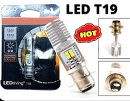 หลอดไฟหน้า LED T19 / HS1 แสงสีเหลืองและแสงสีขาว WHITE 6000 หลอดไฟรถมอเตอร์ไซค์