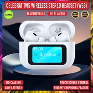Celebrat LCD Touch Screen Wireless Stereo Headset / Bluetooth 5.4 Earphone (W63)