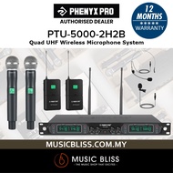 Phenyx Pro Best Budget Wireless PTU-5000-2H2B 4-Channel UHF Karaoke Wireless Microphone System with 