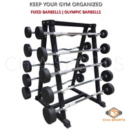 Vertical Barbell Rack 10 Tier Fixed Barbells Storage Holder Weightlifting Stand Olympic EZ Bars Weig