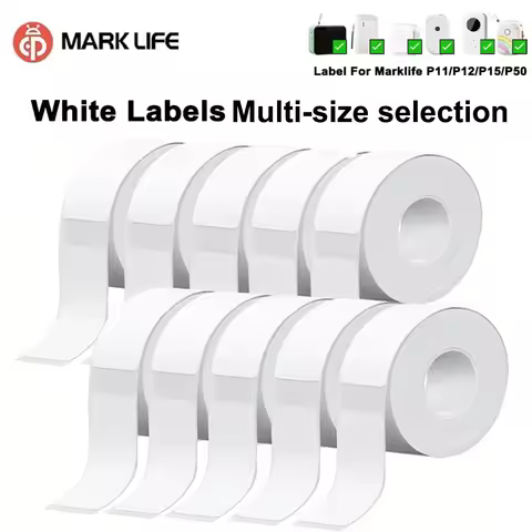 Marklife Thermal Labels Paper Adhesive Thermal Labels Stickers Roll Self-adhesive Paper For P15 P12 