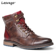TOP☆Lesvago 2023 American Style Men Martin Boots Brand Fashion Comfortable Ankle Boots Leather