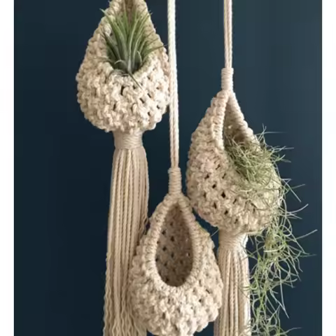 2Sizes Nordic INS Hanging Basket Pineapple Shape Handmade Boho Landscaping Cotton Macrame Flower Pla