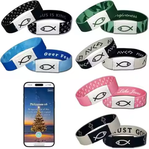 Waterproof Bible NFC Bracelet Adjustable Smart Sensor Bible Verse Elastic Wristband Gifts