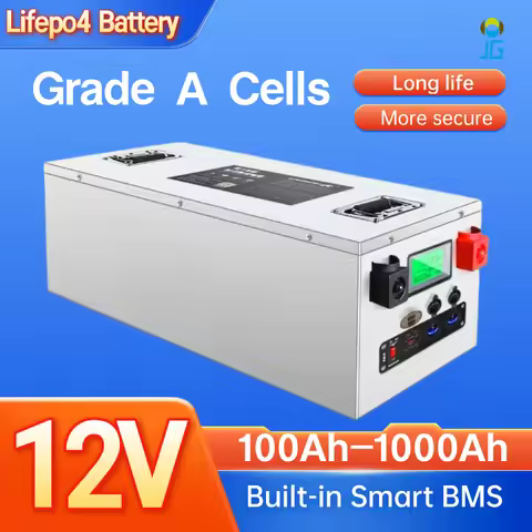 Lifepo4 Battery 12V 100Ah 200Ah 300Ah 400Ah 500Ah 600Ah 800Ah 1000Ah Rechargeable for 1000W Off-Grid