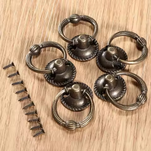 Antique Bronze 37*27mm Jewelry Box Handles Mini Drawer Cabinet Pulls Vintage Desk Door Knob 5pcs