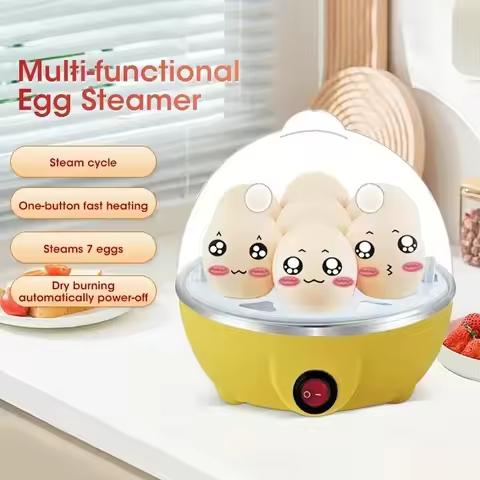 7 Egg Automatic Electric Egg Steamer Double Layer Design for Boiling Poaching and Making Custard Qui
