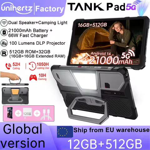 Unihertz Tank PAD by 8849 Rugged Projector Tablet 21000mAh 10.95" FHD Dimensity 8200 32GB+512GB Dual